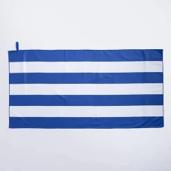 KSP Beachside 'Linen Stripe' Microfibre Beach Towel (Blue/White)