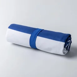 KSP Beachside 'Linen Stripe' Microfibre Beach Towel (Blue/White)