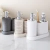 KSP Berkeley Stripe Resin Bath Accessory - Set of 3 (Grey/Black)