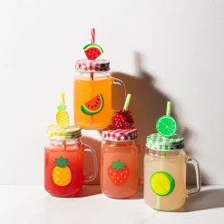 KSP Berry Sweet 'Fruit' Glass Mason Drinking Jar - Set of 4