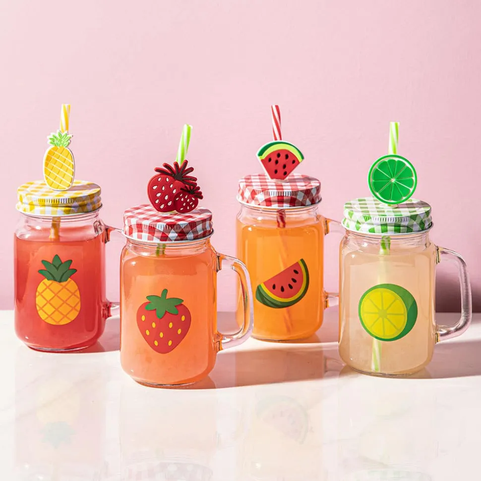KSP Berry Sweet 'Fruit' Glass Mason Drinking Jar - Set of 4