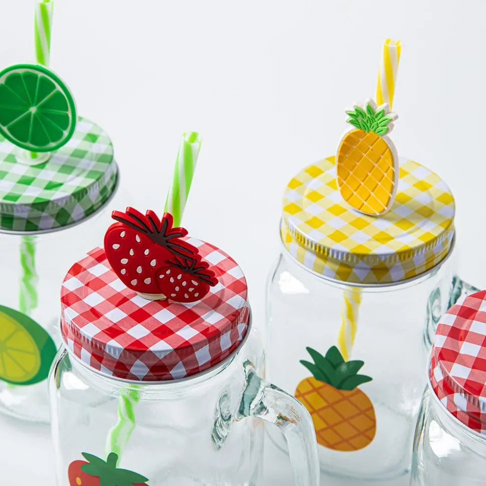 KSP Berry Sweet 'Fruit' Glass Mason Drinking Jar - Set of 4
