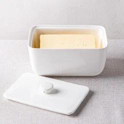 KSP Brick Porcelain Butter Dish with Lid (White)