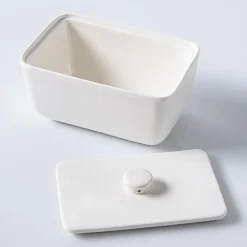 KSP Brick Porcelain Butter Dish with Lid (White)