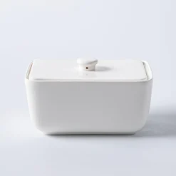 KSP Brick Porcelain Butter Dish with Lid (White)