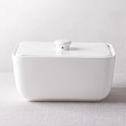 KSP Brick Porcelain Butter Dish with Lid (White)