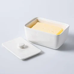 KSP Brick Porcelain Butter Dish with Lid (White)