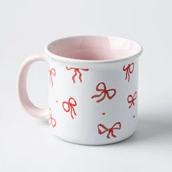 KSP Camper 'Bows' Ceramic Mug (White/Pink)