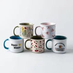 KSP Camper 'Bows' Ceramic Mug (White/Pink)