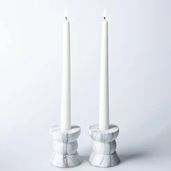 KSP Carrera 'Marble' Cement Taper Candle Holder - Set of 2 (White)