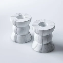 KSP Carrera 'Marble' Cement Taper Candle Holder - Set of 2 (White)