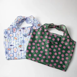 KSP Carry 'Smiley Face' Shopping Bag with Travel Pouch (Green/Purple)