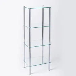 KSP Cascade Tempered '4-Tier' Glass Shelf Unit (Clear/Chrome)