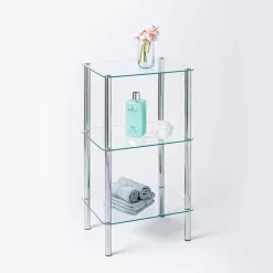 KSP Cascade Tempered '3-Tier' Glass Shelf Unit (Clear/Chrome)