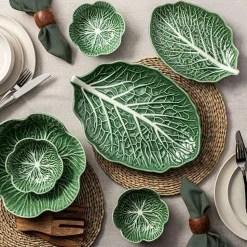 KSP Cavora Leaf Serving Plate 15" (Green/White)