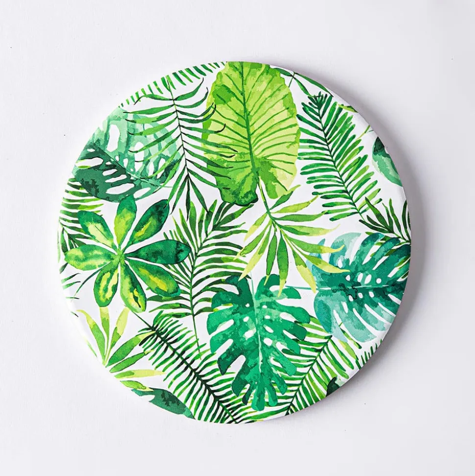 KSP Ceramica 'Palm Fern' Printed Ceramic Trivet 20cm (Green/White)