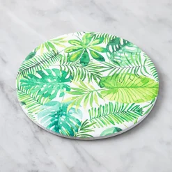 KSP Ceramica 'Palm Fern' Printed Ceramic Trivet 20cm (Green/White)