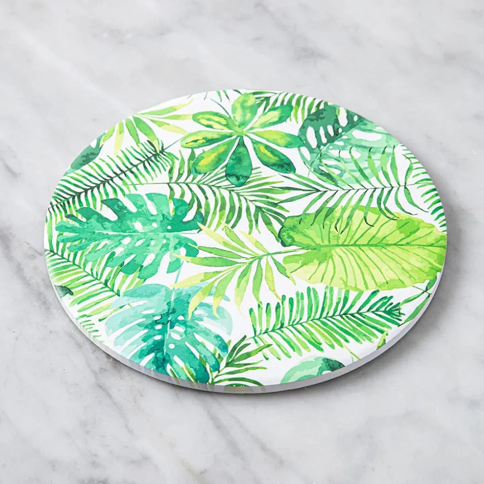 KSP Ceramica 'Palm Fern' Printed Ceramic Trivet 20cm (Green/White)