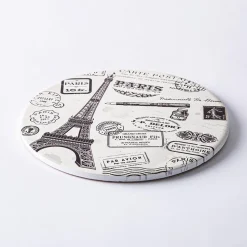 KSP Ceramica 'Paris' Printed Ceramic Trivet 20cm (Natural/Black)