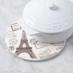 KSP Ceramica 'Paris' Printed Ceramic Trivet 20cm (Natural/Black)