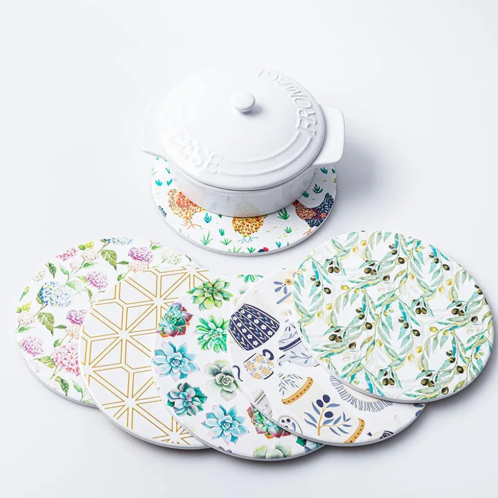 KSP Ceramica 'Succulents' Printed Ceramic Trivet