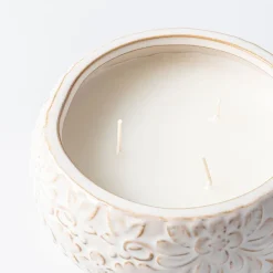 KSP Ceramic 'Floral' Citronella Candle 13 cm dia. x 6 cm