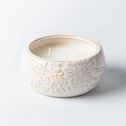 KSP Ceramic 'Floral' Citronella Candle 13 cm dia. x 6 cm