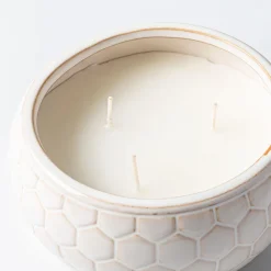 KSP Ceramic 'Honey Comb' Citronella Candle 13 cm dia. x 6 cm