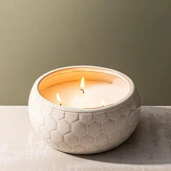 KSP Ceramic 'Honey Comb' Citronella Candle 13 cm dia. x 6 cm