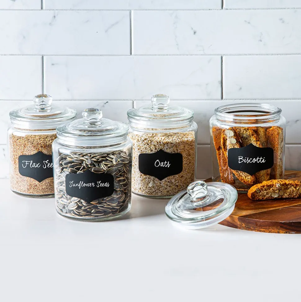 KSP Chalkboard Glass Canister with Lid - Set of 4