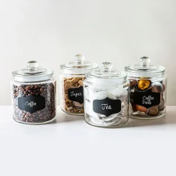 KSP Chalkboard Glass Canister with Lid - Set of 4