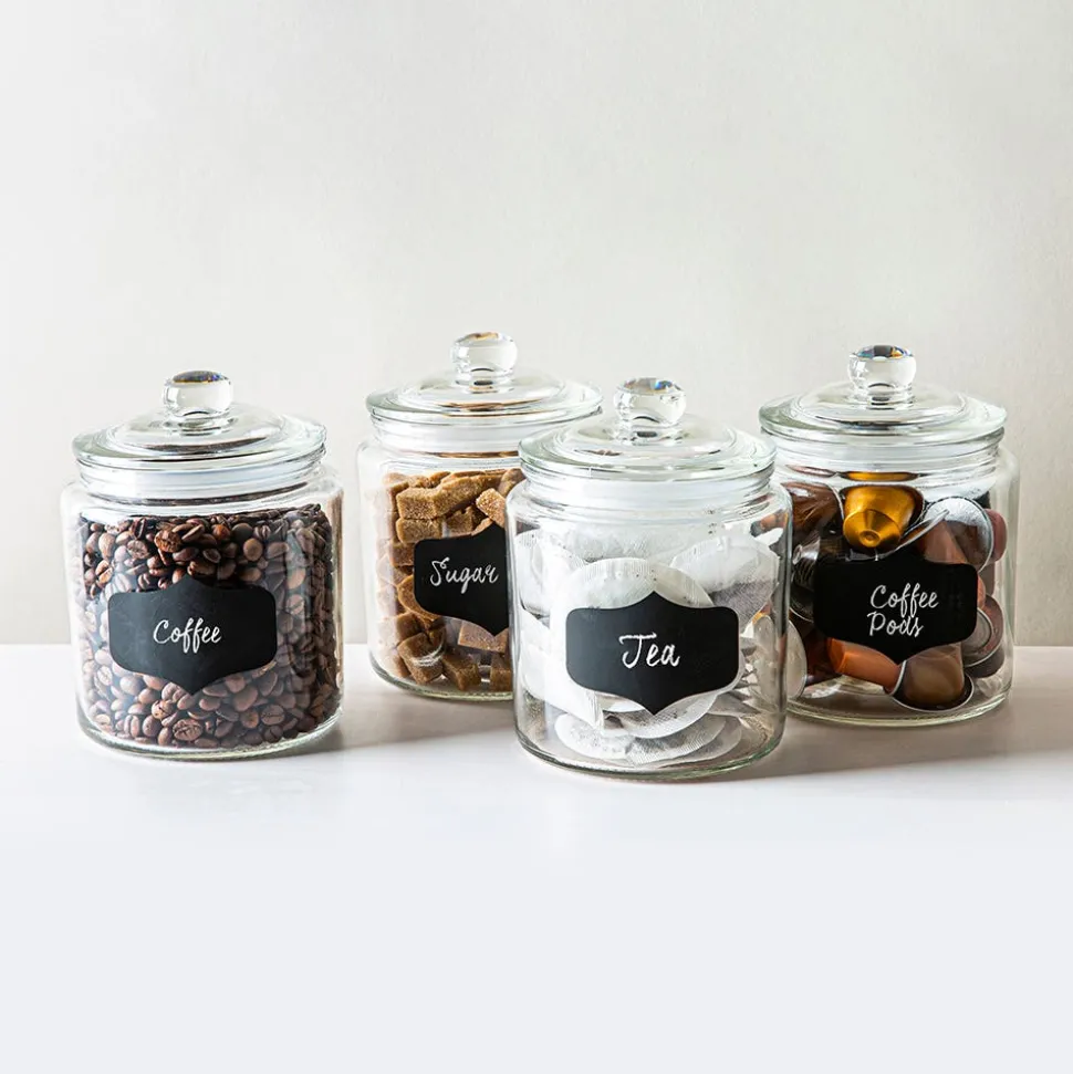 KSP Chalkboard Glass Canister with Lid - Set of 4