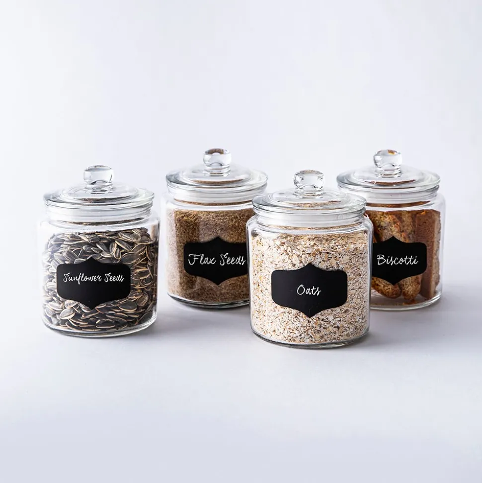 KSP Chalkboard Glass Canister with Lid - Set of 4