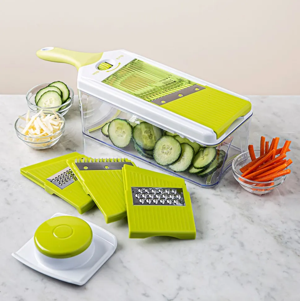 KSP Chef's Mate Mandoline Slicer and Grater - Set of 7 (White/Green)