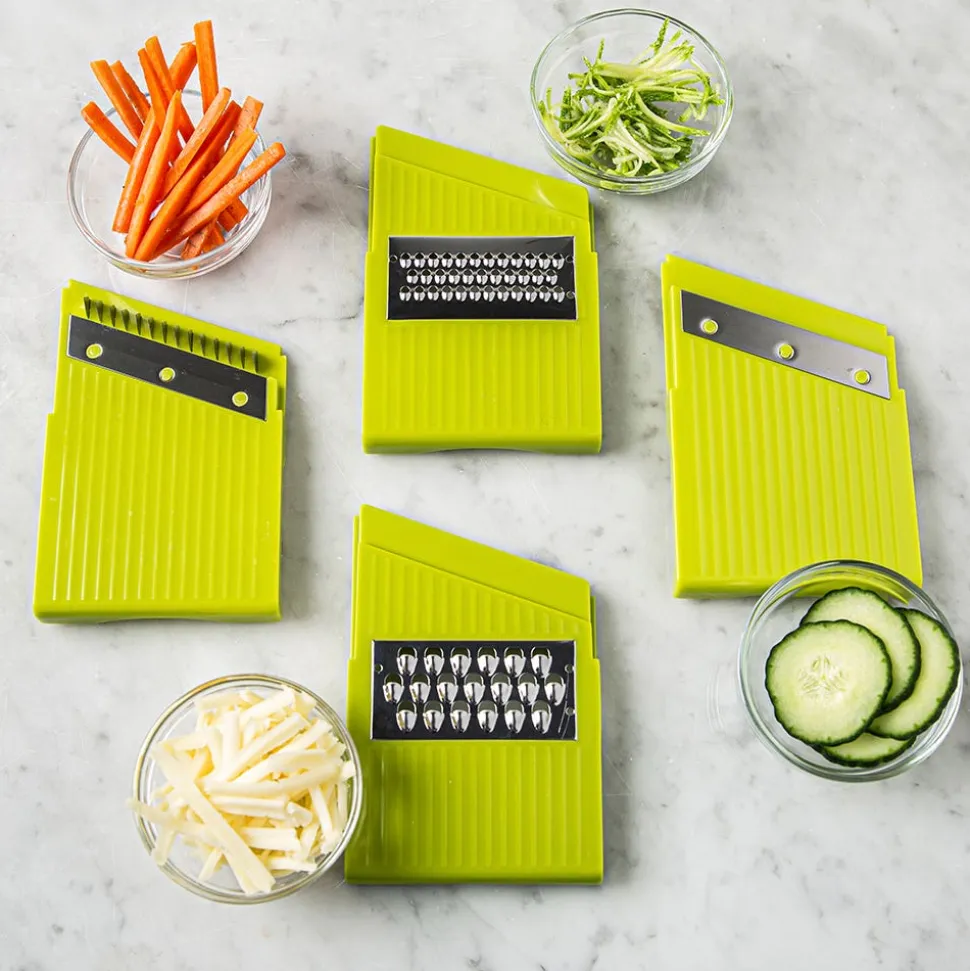 KSP Chef's Mate Mandoline Slicer and Grater - Set of 7 (White/Green)