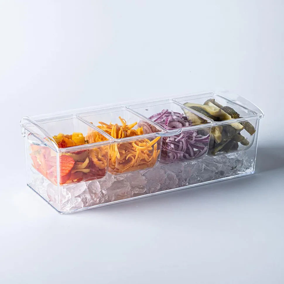 KSP Chill It Condiment Tray 16” x 6.25” x 4.75" (Clear)