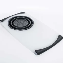 KSP Chop 'N Wash Poly Cutting Board with Colander (Grey)