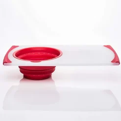 KSP Chop 'N Wash Poly Cutting Board with Colander (Red)