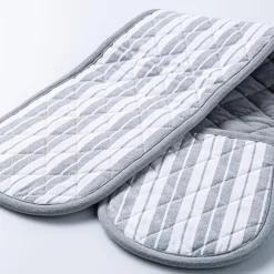 KSP Classic Stripe 100% Cotton Double Oven Mitt (Light Grey)
