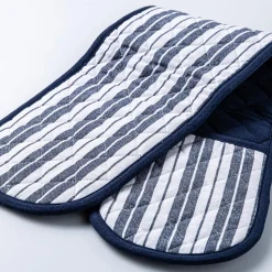 KSP Classic Stripe 100% Cotton Double Oven Mitt (Navy)