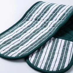 KSP Classic Stripe 100% Cotton Double Oven Mitt (Dark Green)