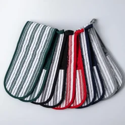 KSP Classic Stripe 100% Cotton Double Oven Mitt (Red/White)