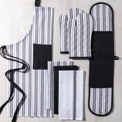 KSP Classic Stripe 100% Cotton Tea Towel - Set of 3 (Black)