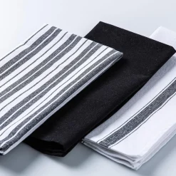 KSP Classic Stripe 100% Cotton Tea Towel - Set of 3 (Black)