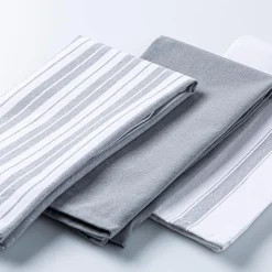 KSP Classic Stripe 100% Cotton Tea Towel - Set of 3 (Light Grey)