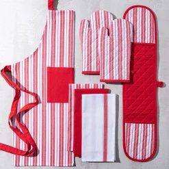KSP Classic Stripe 100% Cotton Tea Towel - Set of 3 (Red/White)