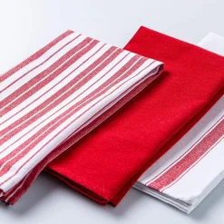 KSP Classic Stripe 100% Cotton Tea Towel - Set of 3 (Red/White)