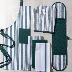 KSP Classic Stripe 100% Cotton Tea Towel - Set of 3 (Dark Green)