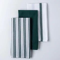 KSP Classic Stripe 100% Cotton Tea Towel - Set of 3 (Dark Green)