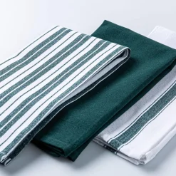 KSP Classic Stripe 100% Cotton Tea Towel - Set of 3 (Dark Green)